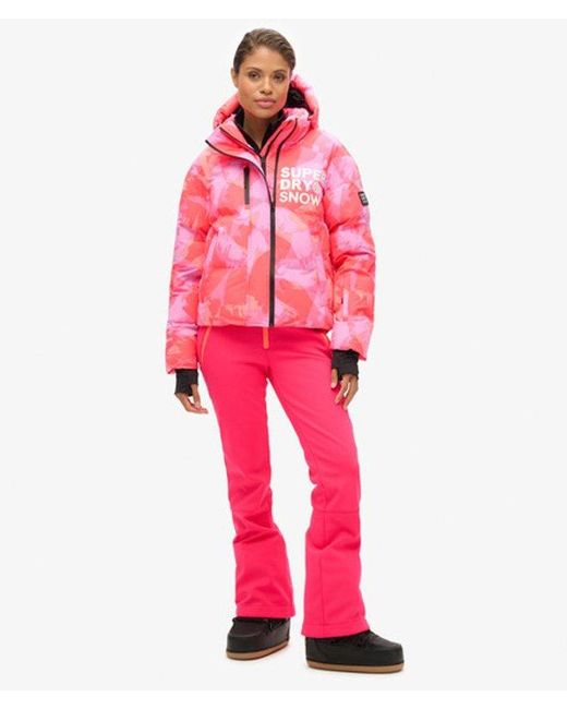 Superdry Red Hooded Ski Boxy Puffer Jacket