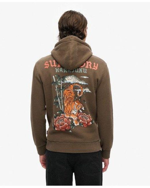 Superdry Green Classic Graphic Print Tattoo Hoodie for men