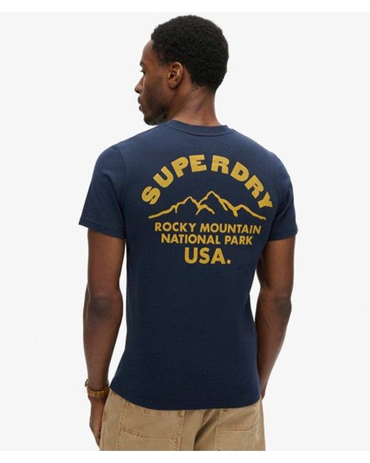 Superdry Blue Graphic Print Outdoor T-shirt for men