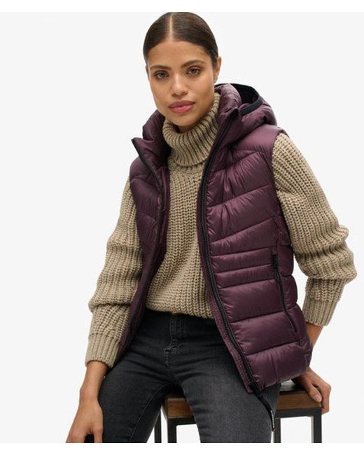 Femme Doudoune Sans Manches À Capuche Fuji Taille Superdry en coloris Purple