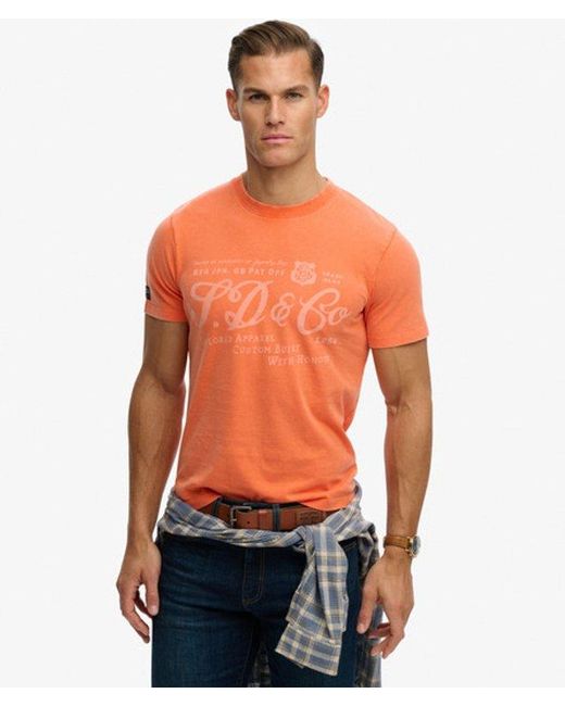 Superdry Orange Industry Worker Relaxed T-shirt for men