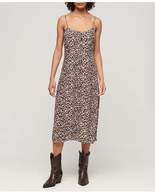 Superdry Natural Printed Button-up Cami Midi Dress