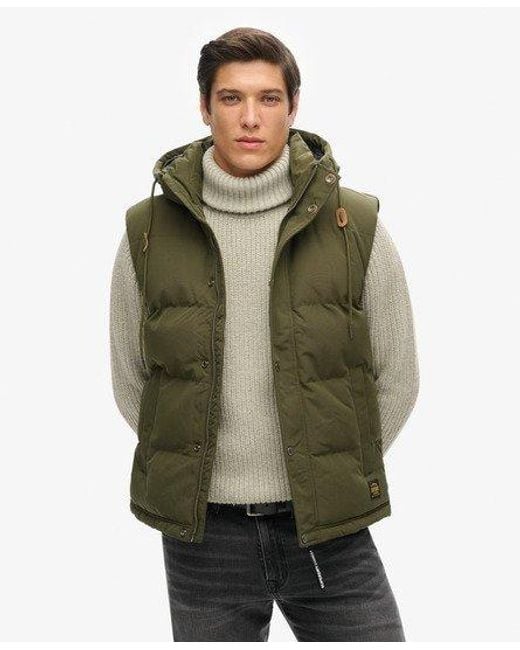 Superdry Green Everest Hooded Puffer Gilet for men