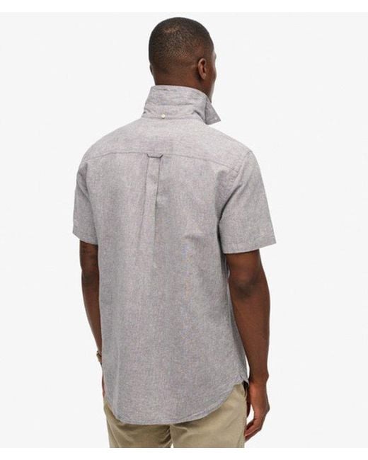 Superdry Gray & Co City Cotton Linen Short Sleeve Shirt for men