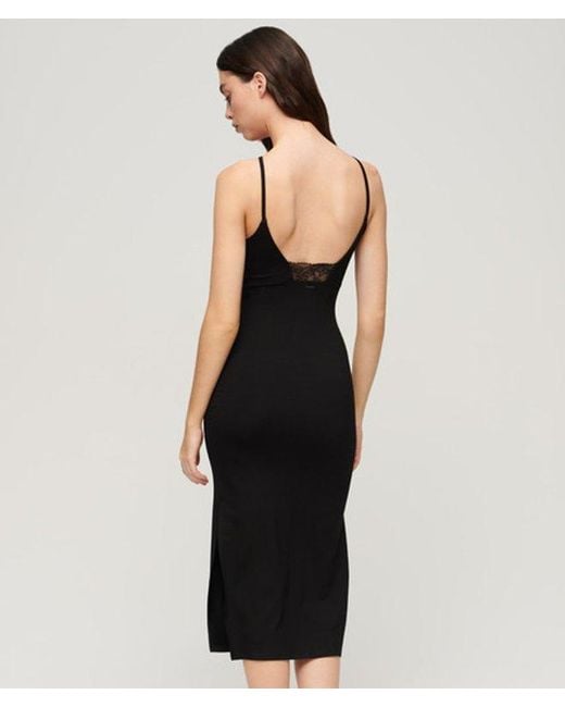 Superdry Black & Co Jersey Lace Back Midi Dress