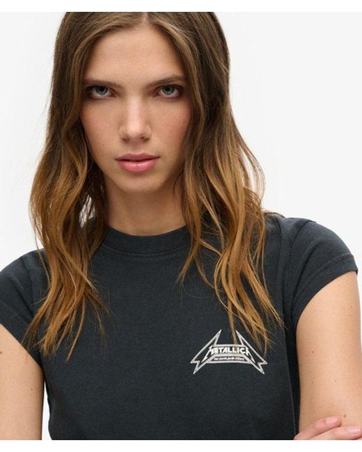 Superdry Green Metallica X Cap Sleeve Band T-shirt