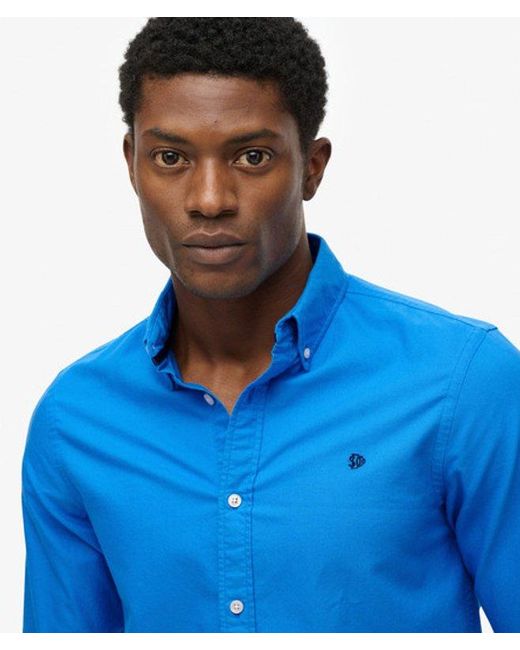Superdry Blue Classic Oxford Long Sleeve Shirt for men