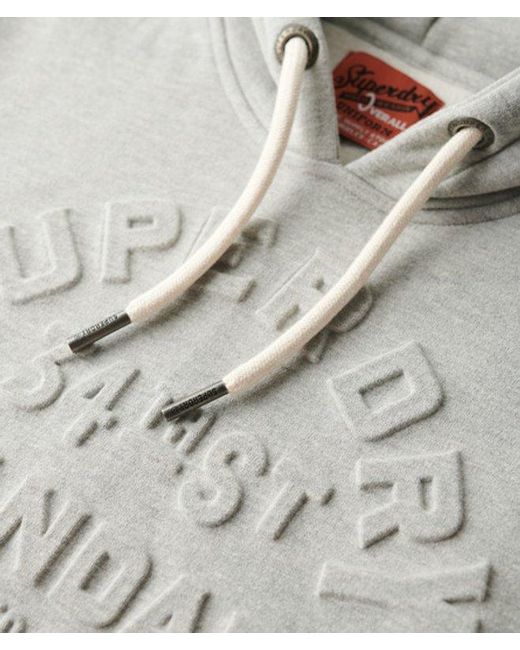 Superdry Gray & Co Embossed Logo Graphic Hoodie for men