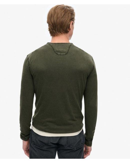 Superdry Green Long Sleeved Jersey Grandad Top for men