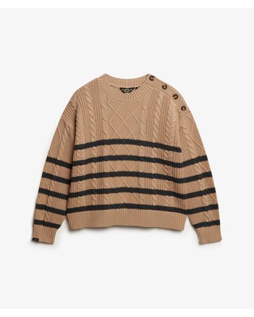 Superdry Brown & Co Cable Crew Neck Jumper