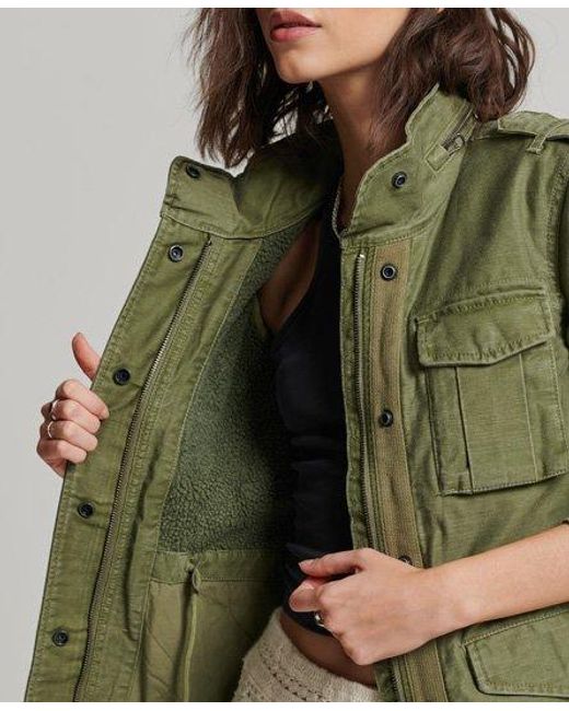 Superdry Rookie Borg Lined Military Jacket Green