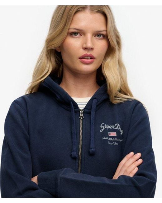 Superdry Blue & Co Athletic Essentials Cropped Zip Hoodie