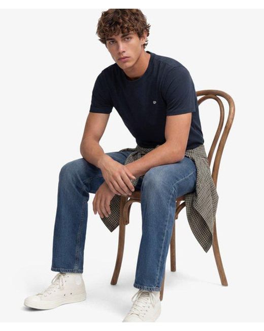 Superdry Blue & Co Logo Embroidered T-shirt for men