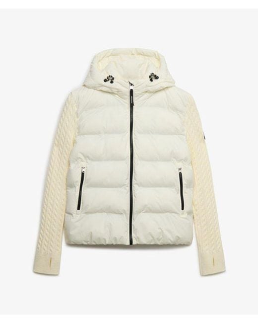Superdry Natural Cable Knit Sleeve Hybrid Jacket