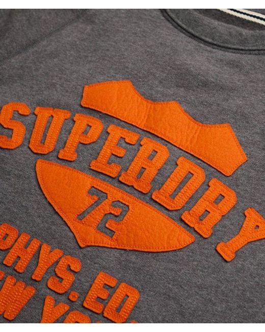 Superdry Gray & Co Athletic Felt Applique Crew Neck Sweatshirt for men
