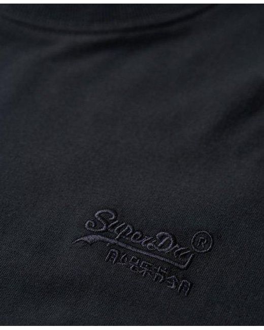 Superdry Blue Organic Cotton Vintage Logo Embroidered Top for men