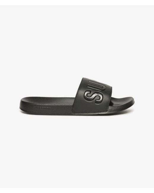 Superdry Black Vegan Logo Pool Sliders for men