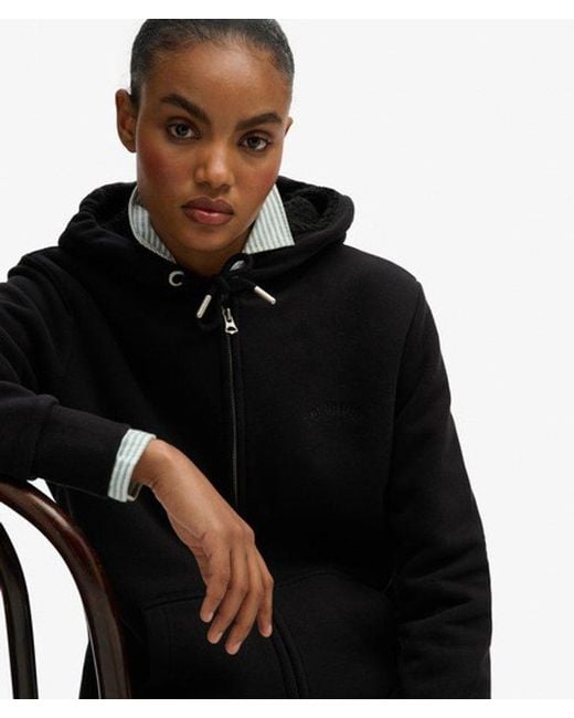 Superdry Black & Co Borg Lined Zip Hoodie