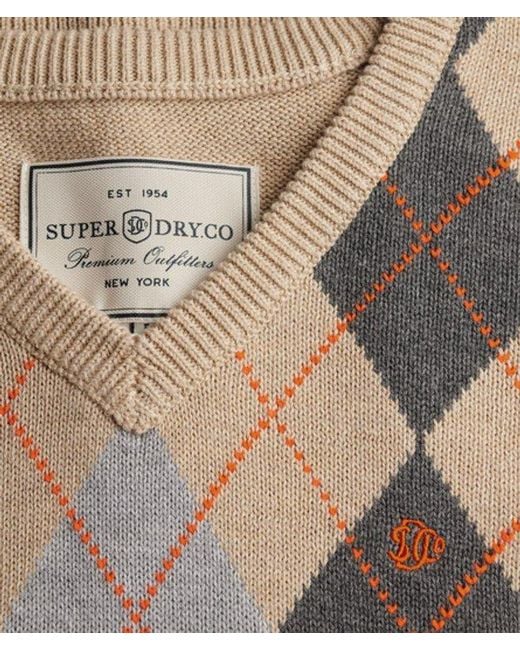 Superdry Natural & Co V-neck Argyle Jumper