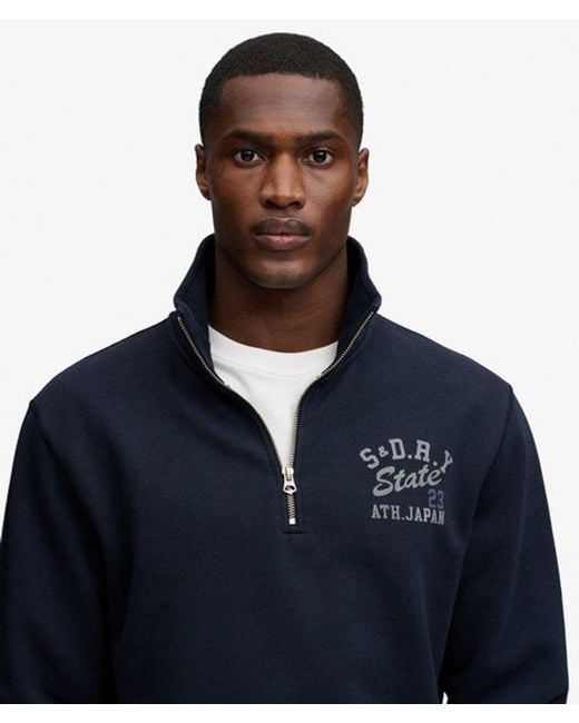 Superdry Blue & Co Athletic Essentials Half Zip Sweatshirt for men