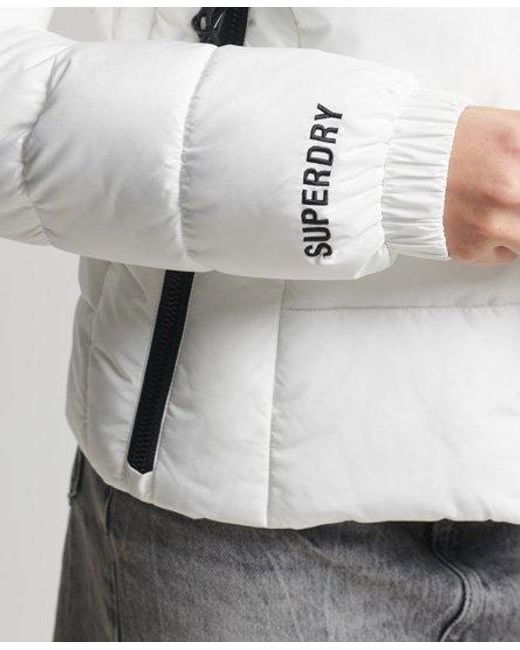 Superdry White Hooded Spirit Sports Puffer Jacket