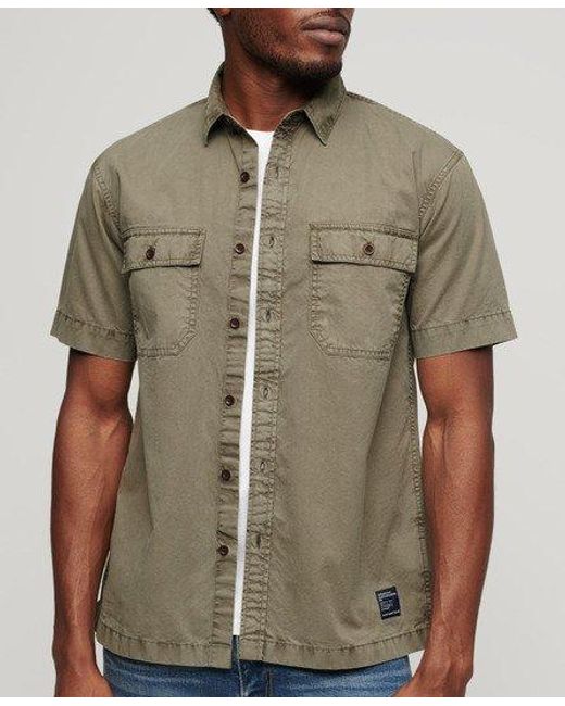 Superdry Brown Military Short Sleeve Shirt for men