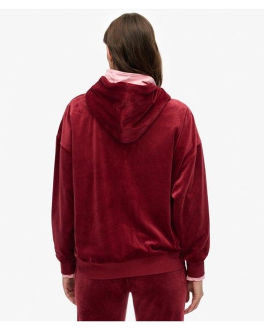 Superdry Red & Co Country Club Velour Zip Hoodie