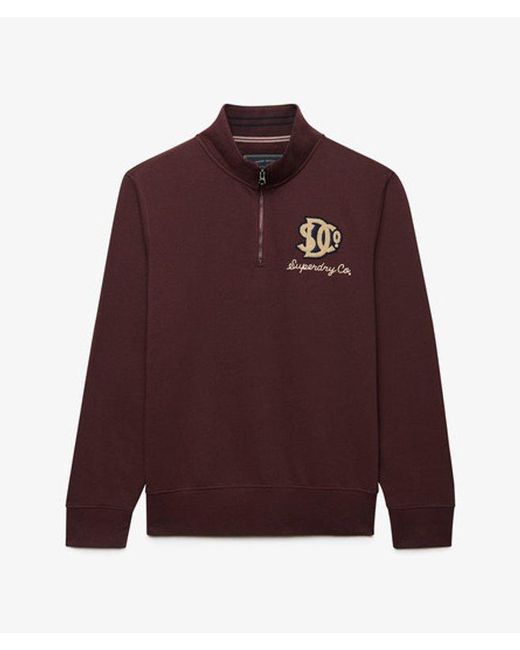 Superdry Red & Co Vintage Athletic Half Zip Sweatshirt for men
