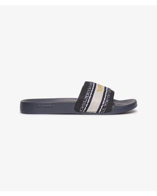 Superdry Black & Co Vegan Webbing Pool Sliders