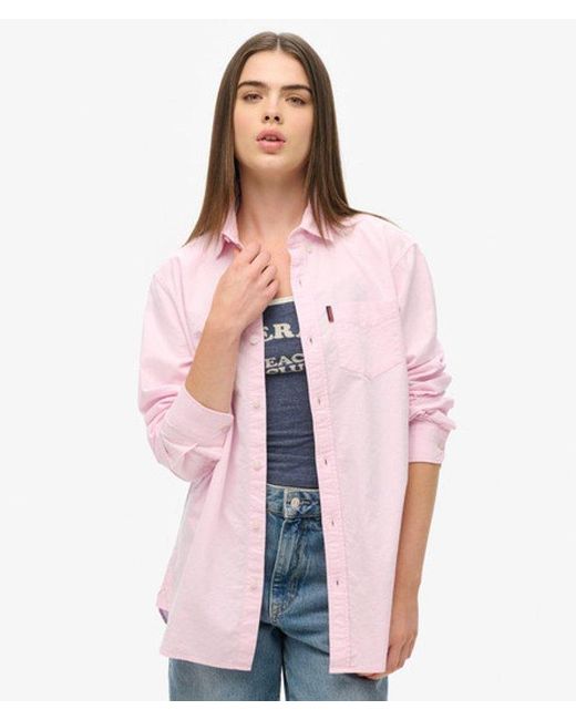 Superdry Pink & Co Long Sleeved Oxford Shirt