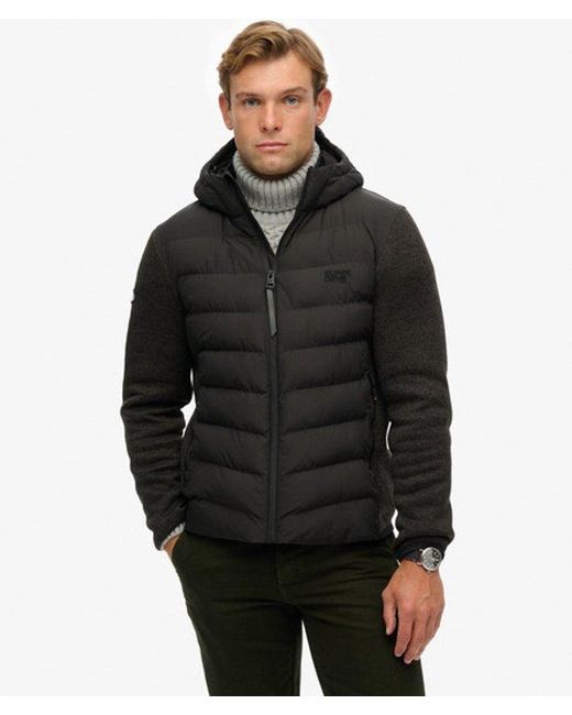 Superdry Black & Co Hooded Storm Knit Hybrid Jacket for men