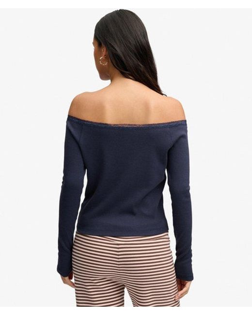 Superdry Blue & Co Athletic Essentials Lace Long Sleeve Top