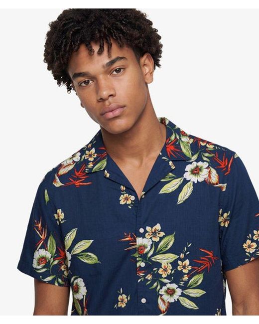 Superdry Blue & Co Hawaiian Print Short Sleeve Shirt for men