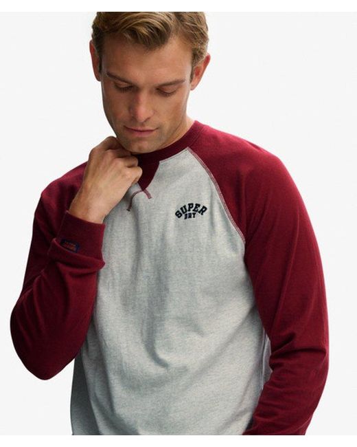 Superdry Red & Co Vintage Athletic Baseball Top for men