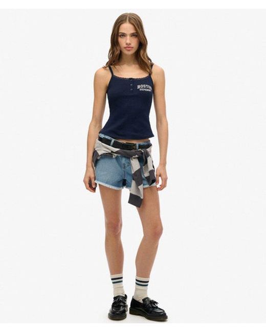 Superdry Blue & Co Athletic Essentials Graphic Button Cami Top