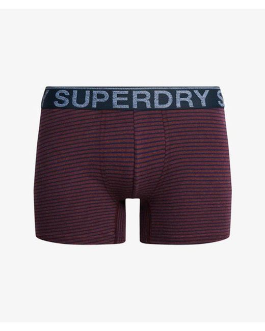 Superdry Blue Classic Logo Print Cotton Boxer Triple Pack for men
