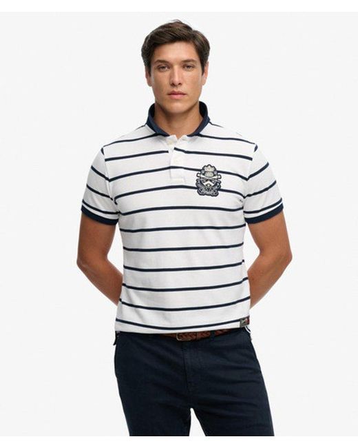 Superdry Blue & Co Crest Stripe Polo Shirt for men