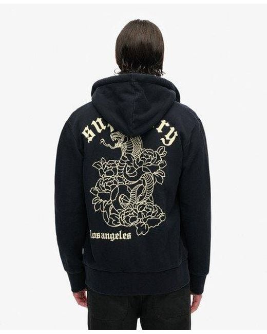 【Superdry】ブラック Superdry タトゥー グラフィック パーカー Superdry Tattoo Graphic Loose Zip Hoodie in Black for Men | Lyst