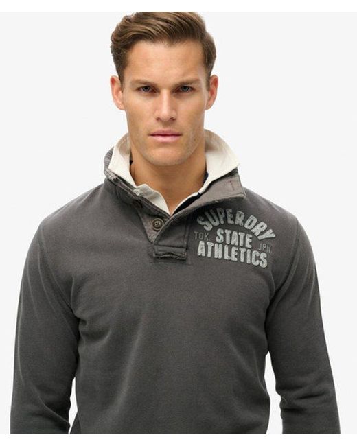 Superdry Gray & Co Vintage Athletic Half Button Sweatshirt for men
