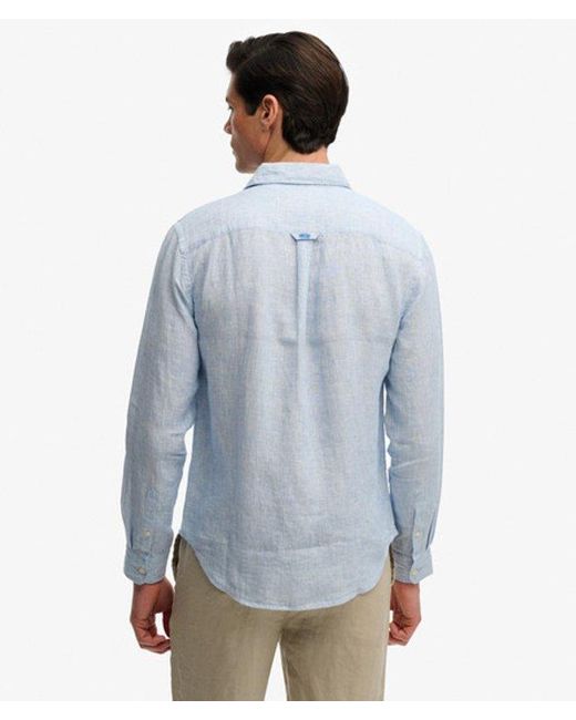 Superdry Blue & Co Riviera Long Sleeve Linen Shirt for men