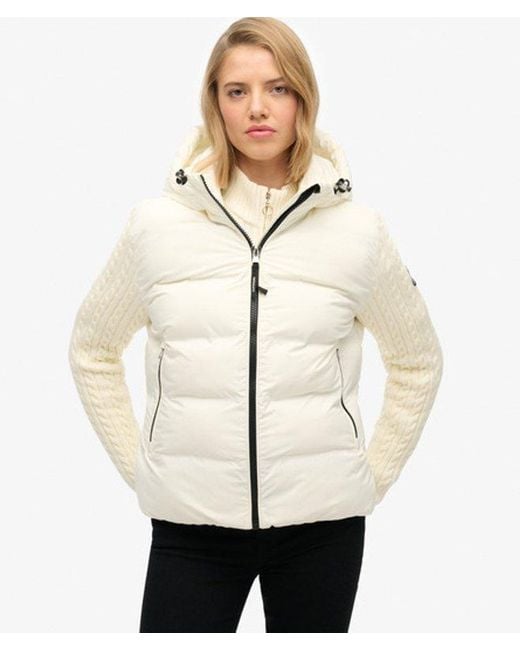 Superdry Natural Cable Knit Sleeve Hybrid Jacket