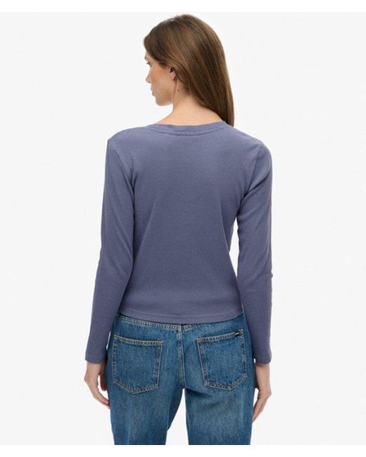 Superdry Blue & Co Athletic Essentials Logo Garment Dyed Ribbed Top