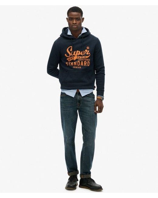 Superdry Blue Standard Script Hoodie for men