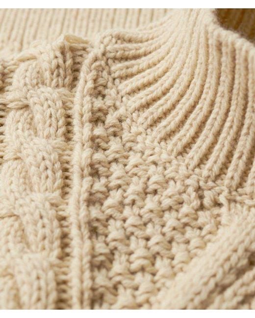 Superdry Brown & Co Classic Cable Knit Aran Polo Jumper