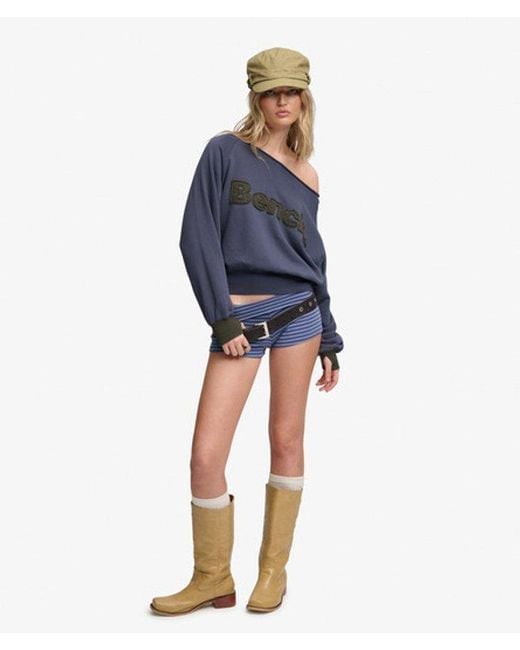 Superdry Blue Bench X & Co Bench Bardot Oversized Sweatshirt
