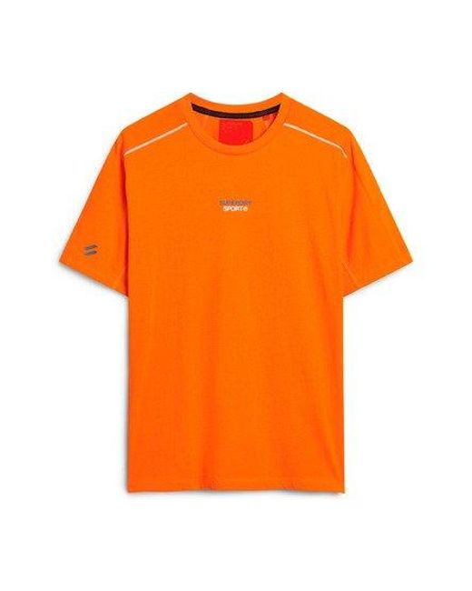 Superdry Orange Sport Tech Logo Relaxed T-shirt for men