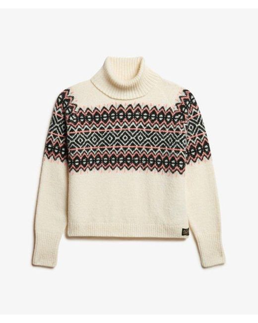 Superdry Natural & Co Fairisle Pattern Roll Neck Jumper