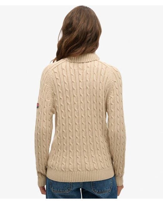 Superdry Natural & Co Slouchy Cable Roll Neck Jumper