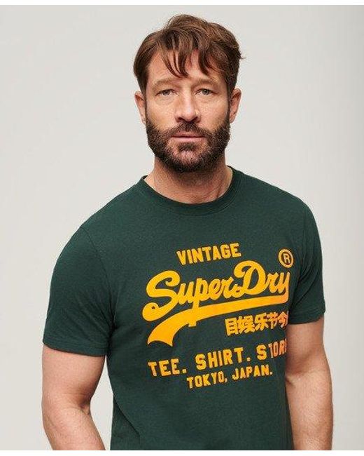 T-shirt vintage logo fluo Superdry pour homme en coloris Green
