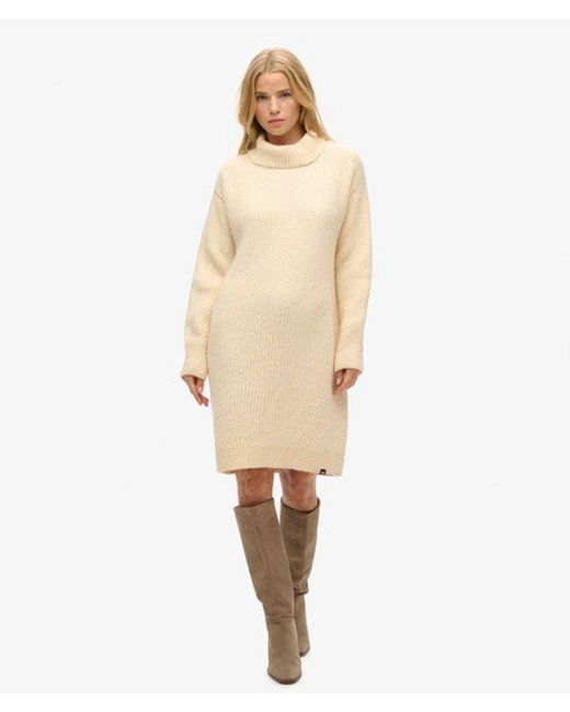 Superdry Natural Knitted Roll Neck Jumper Dress